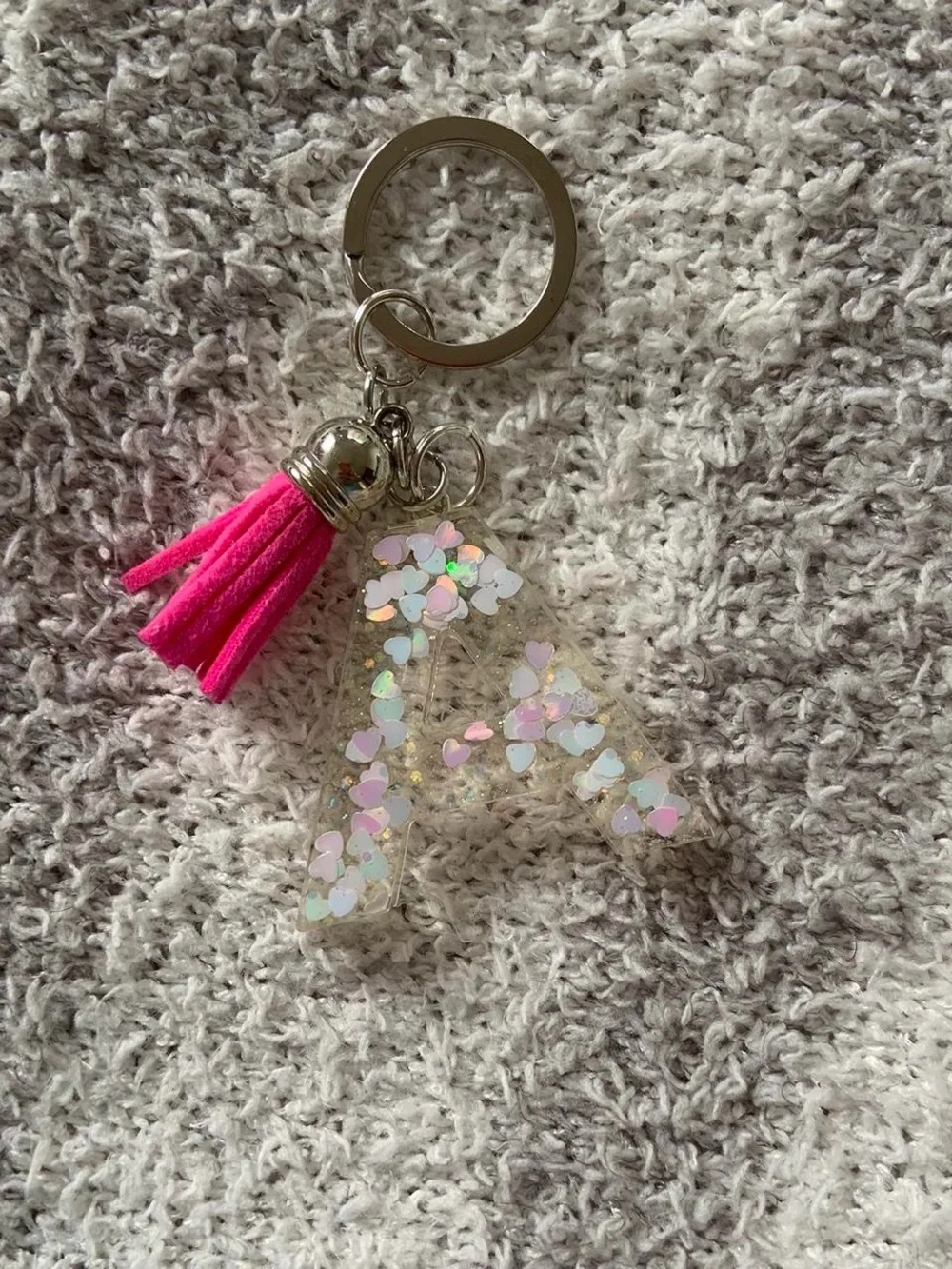 'A' Letter Keychain with Tassel